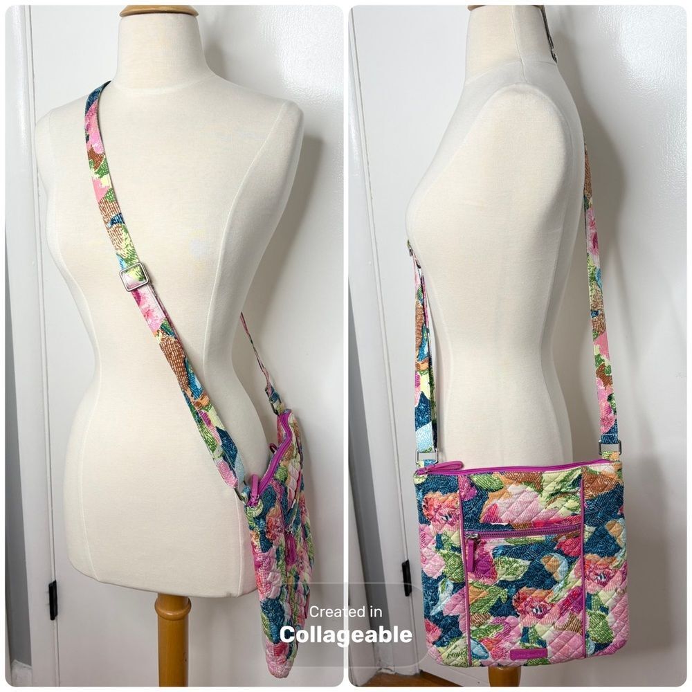 Vera Bradley Superbloom Iconic Hipster Crossbody Bag Pink Floral Slim File Bag - Picture 2 of 8